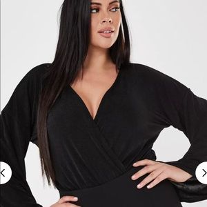 MISSGUIDED Black Flare Sleeve Bodysuit